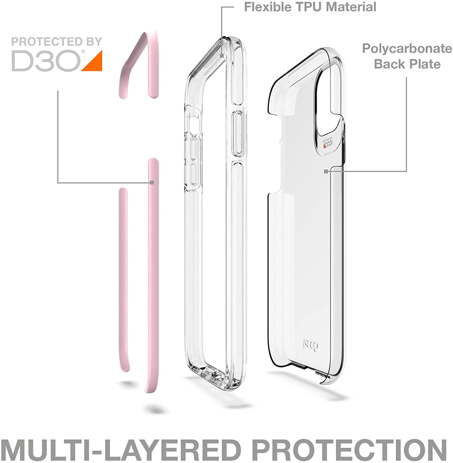 GEAR4 COVER PARA IPHONE 11 PRO TRANSPARENTE CON ROSA