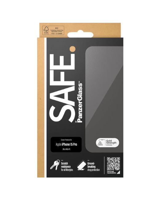 SAFE. by PanzerGlass® Protector de pantalla para iPhone 15 Pro | Ultra-Wide Fit