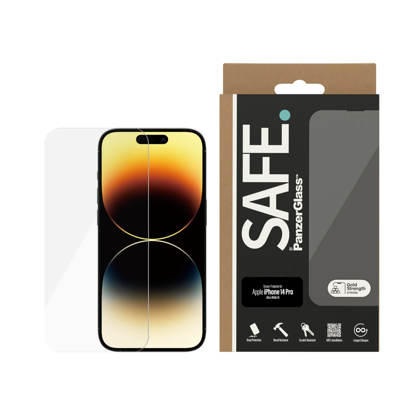 SAFE. by PanzerGlass, Protector de pantalla para Apple iPhone 14 Pro | Ultra-Wide Fit